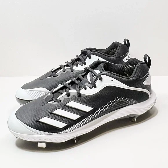Adidas Men’s Icon 6 Bounce Metal Cleats Black/White Size 13.5 - Picture 2 of 9